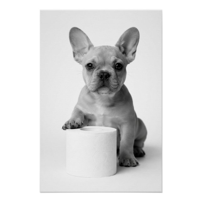 Poster Funny Aesthetic French Bulldog Toilet Paper Photo (Devant)