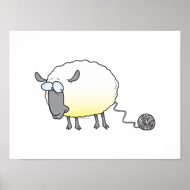 Poster funny ball of yarn cloned sheep cartoon (Devant)