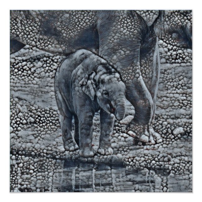 Poster funny bubble elephant baby (Devant)