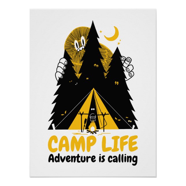 Poster Funny Camping Monster - Camp Life Adventure (Devant)
