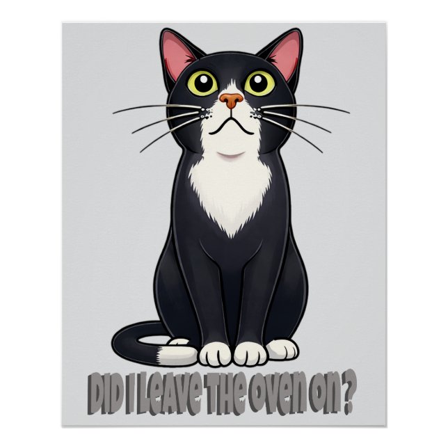 Poster Funny Cat Anxiety – Did I Leave the Oven On (Devant)
