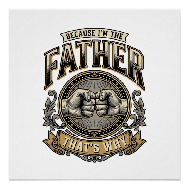 Poster Funny Father Fist Bump Vintage Engraving Shirt Des (Devant)