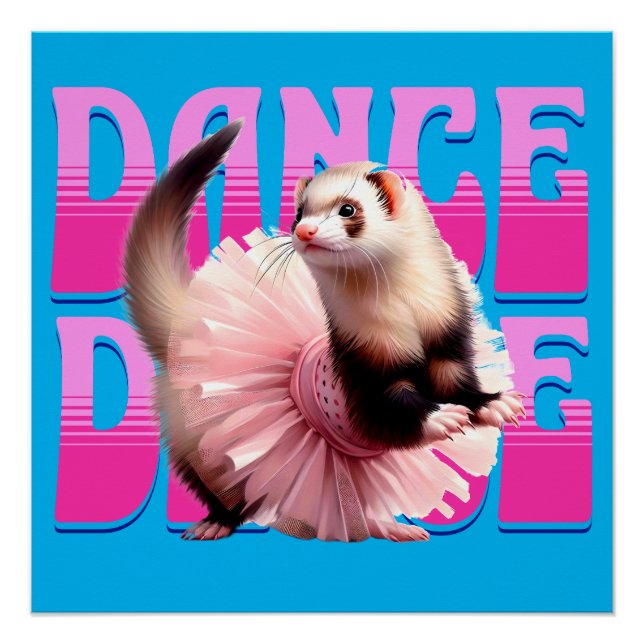Poster Funny Ferret in the Tutu Dancing (Devant)