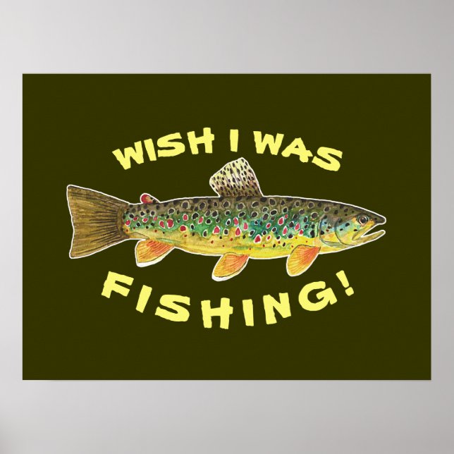 Poster Funny Fly Fishing Truite Photo (Devant)