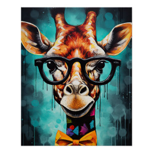 Poster Funny Hipster Giraffe Zoo Animaux Faune Urbain