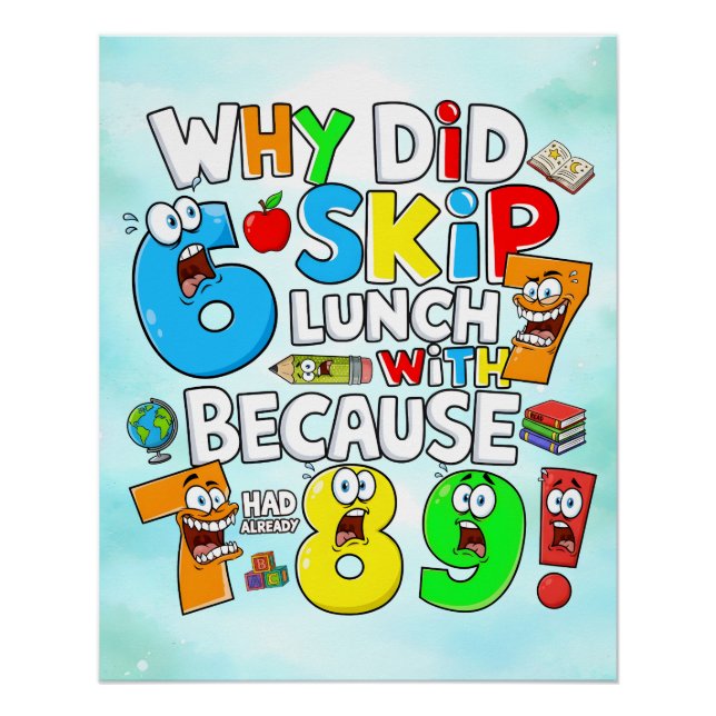 Poster Funny Math Joke Numbers Sticker for Kids (Devant)