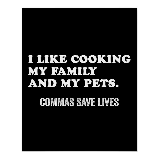 Poster Funny Punctuation Saying Commas Save Lives (Devant)
