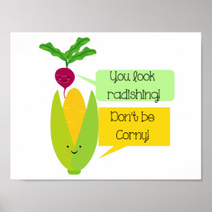 Poster Funny Radish et Corn Vegetable Humour