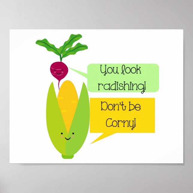 Poster Funny Radish et Corn Vegetable Humour (Devant)