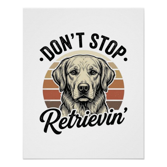 Poster Funny Retriever Chien Gravure Vintage Graphique Te (Devant)