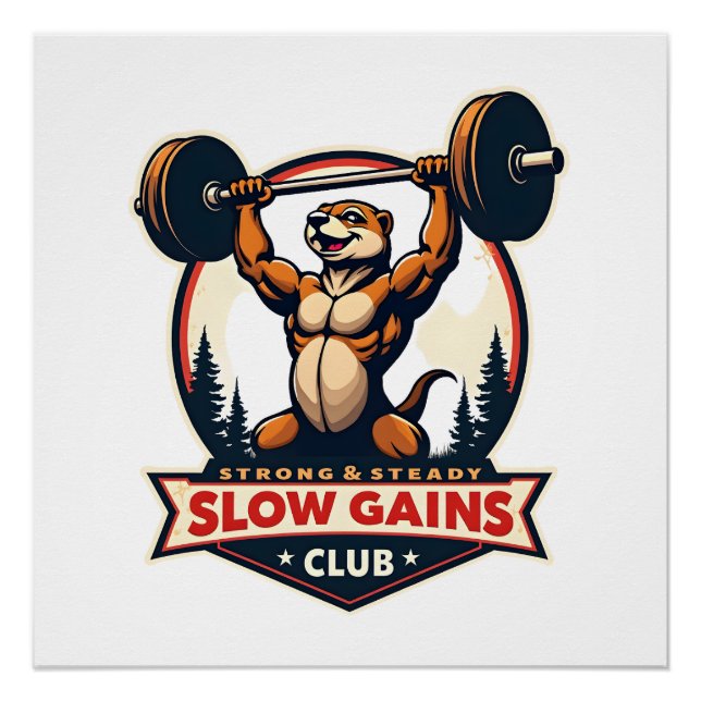 Poster Funny Sloth Gym Shirt Vintage Strong and Slow Desi (Devant)