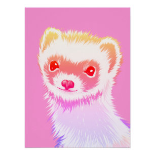 Poster Furet Arc-en-Ciel Pastel - Art de Compagnon Rose M