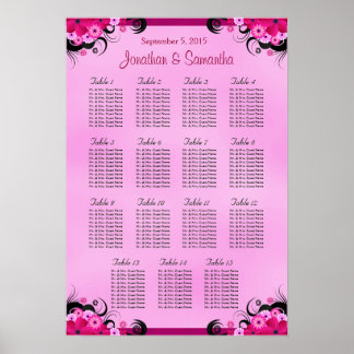 Poster Fuschia Mariage 15 Cartes de siège de table