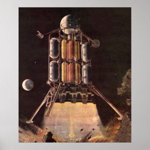 Poster Fusée de science-fiction vintage décollant de la p