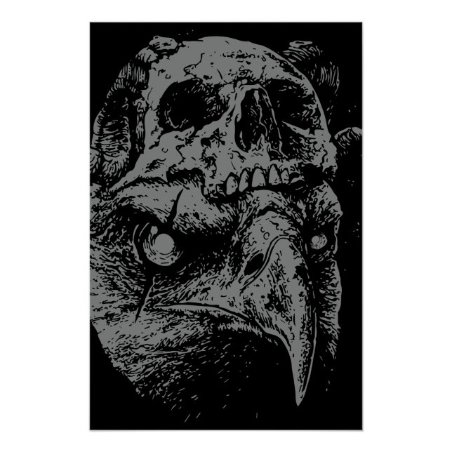 Poster Fusion Crâne Aigle (Devant)