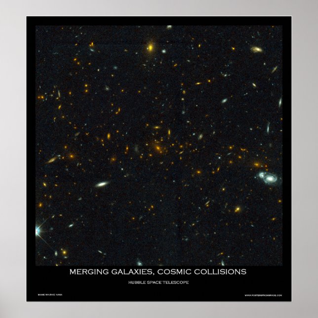 Poster Fusion de galaxies, Collisions cosmiques (Devant)