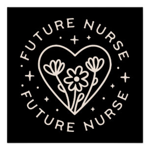 Poster Futures affirmations d'infirmière florale citation