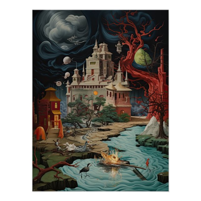 Poster Futuriste Castle Adventure Cyber World (Devant)