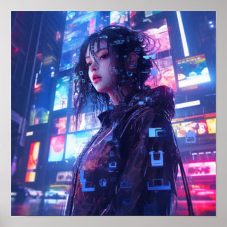 Poster Futuriste Cyberpunk Glity Hologrammes | N