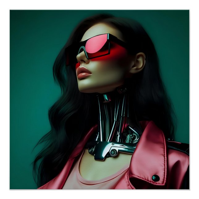 Poster  futuristic cybernetic woman (Devant)