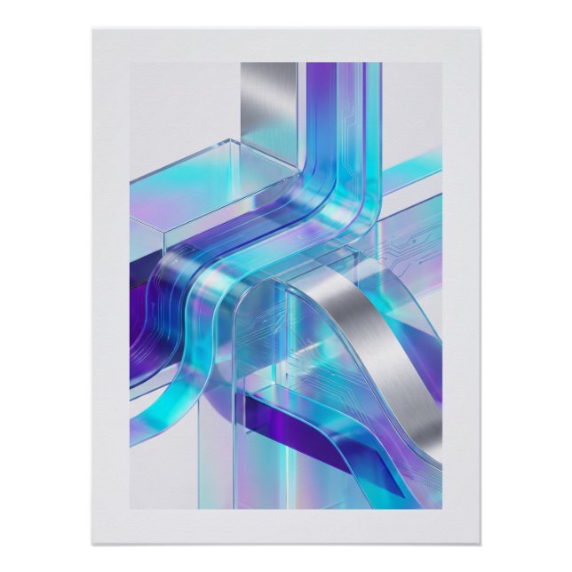 Poster Futuristic Holographic Abstract Wall Art (Devant)