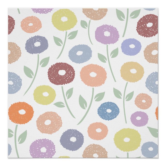 Poster Fuzzy Flower Lg Pattern Pastels (Devant)