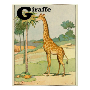 Poster G est pour Giraffe Alphabet Animaux Parfait