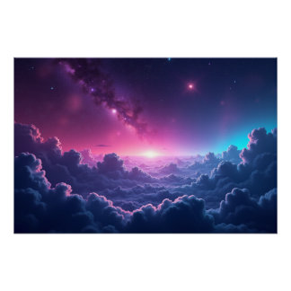 Poster Galactic Sunrise Over the Clouds