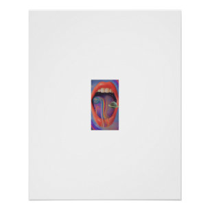 Poster Galaxie cosmique à l'intérieur d'une bouche ouvert