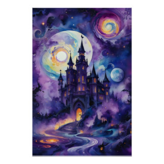 Poster Galaxy Dreams : Château mystique dans le ciel viol