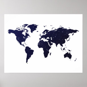 Poster Galaxy Universe Stars World Map