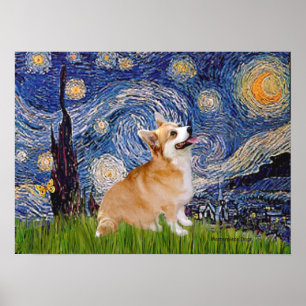 Poster Gallois Corgi Pembroke - Nuit étoilée