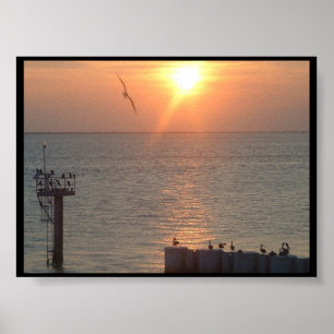 Poster Galveston Texas Sunset on Water