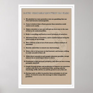 Poster Gamblers en 12 étapes Récupération de la dépendanc