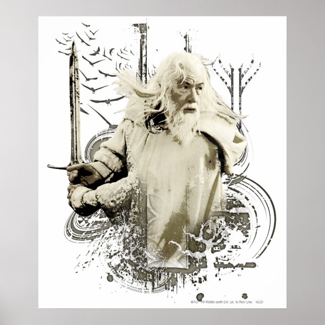 Poster GANDALF™ with Sword Vector Collage (Devant)