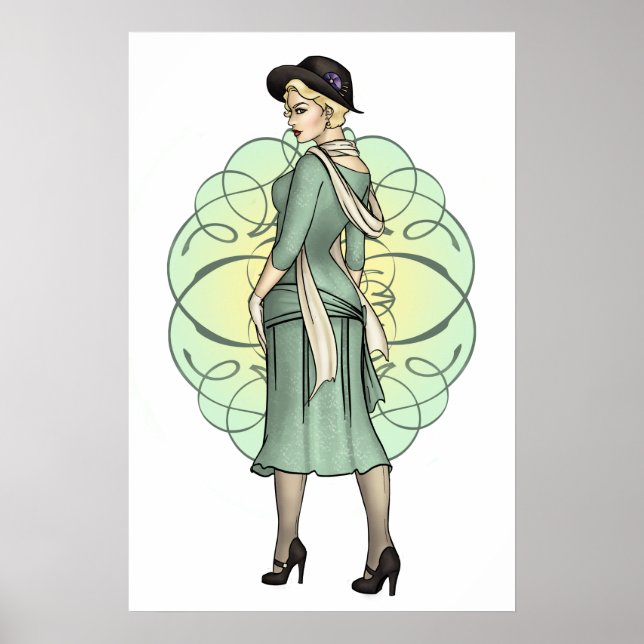 Poster Gangster à la mode - Pinup des années 1920 (Devant)