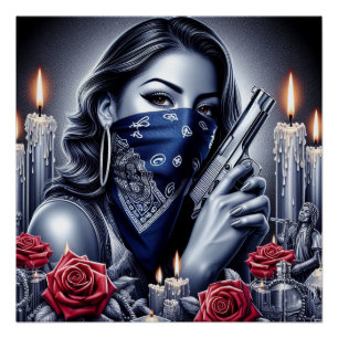Poster Gangster Girl Hip hop chicano art Design