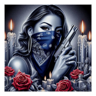 Poster Gangster Girl Hip hop chicano art Design
