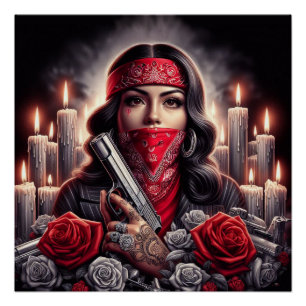 Poster Gangster Girl Hip hop chicano art graphique