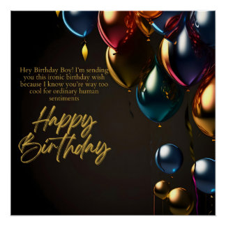 Poster Garçon d'anniversaire ironique