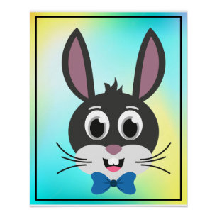Poster Garçon de dessin animé lapin mignon visage Pâques