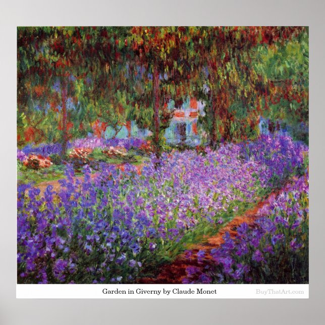Poster Garden à Giverny by Claude Monet (Devant)