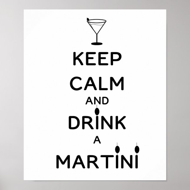 Poster Gardez le calme et buvez un Martini (Devant)