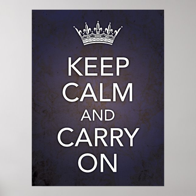 Poster Gardez le calme et continuez sur l'impression bleu (Devant)