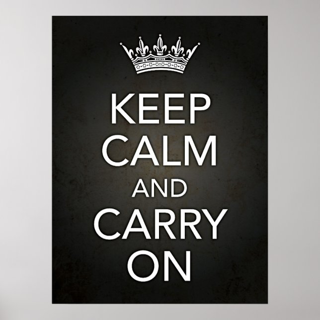 Poster Gardez le calme et continuez sur l'impression noir (Devant)