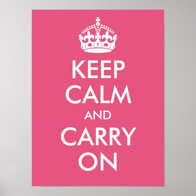 Poster Gardez le calme et continuez sur l'impression rose (Devant)