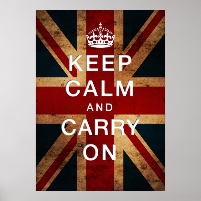 Poster "Gardez le calme et continuez" sur Union Jack (Devant)