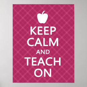 Poster Gardez le calme et Enseignez, Plaid rose