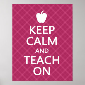 Poster Gardez le calme et Enseignez, Plaid rose