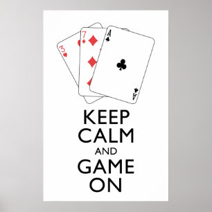 Poster GARDEZ LE CALME ET LE JEU SUR - Jeux de cartes